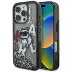 KARL LAGERFELD Liquid Glitter Choupette Logo Case, skirta Apple iPhone 16 Pro Max &ndash; juoda