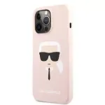 Karl Lagerfeld Apple iPhone 13 Pro Liquid Silicone Karl Head Case Pink