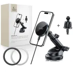 TECH-PROTECT MM15W-V5 Magnetic MagSafe Dashboard & Vent Car Mount Wireless Charger 15W Black/Black