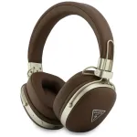 Guess GUE005460 Bluetooth On-Ear ausinės su ENC, rudos, metalinis grūdėtas trikampio logotipas