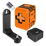 NEO TOOLS 75-143 Kryžminių linijų lazerinis nivelyras 3x360&deg; žalia linija, 30 m veikimo nuotolis, įkraunama Li-ion baterija, IP54, su magnetiniu laikikliu ir dėklu