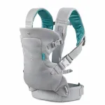 B-KIDS Infantino 4-in-1 konvertuojamas kūdikio ne&scaron;yklė, pilka, 3,6&ndash;14,5 kg, JPMA sertifikuota, su nuimamu Wonder Cover&trade; seilinuku