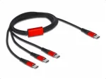 USB įkrovimo laidas DeLOCK 3 in 1 USB Type-C į 3 x USB Type-C 1 m juodas/raudonas