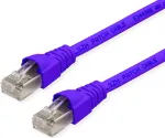 Teleg&auml;rtner MP8 FS 500 Cat 6a S/FTP komutacinis kabelis, RJ-45 male į RJ-45 male, 0,5 m, violetinės spalvos, su apsauginėmis fiksatorių movomis