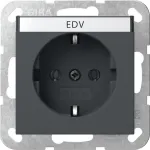 Gira 445728 SCHUKO elektros lizdas su atlenkiamu dangteliu, System 55, antracito spalvos