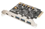 PCIe kortelė Digitus 2x USB-C 3x USB-A
