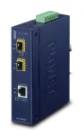 Tinklo medijos keitiklis PLANET IGT-1205AT &mdash; Gigabitinis SFP 2 skaiduloms, 1x RJ-45, 10/100/1000 Mbps, 12&ndash;48V, DIN bėgelis, IP30