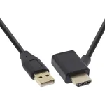 InLine HDMI adapteris M / F su USB-A maitinimo injektoriumi 0,5 m