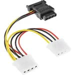 SATA maitinimo laidas SATA lizdas / 3x 4pin Molex ki&scaron;tukas 0,15 m InLine 29679