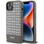 DKNY DKHMP15SPSOSPW iPhone 15 / 14 / 13 6,1 inch Brown Hardcase Leather Printed Pattern Metal Logo MagSafe