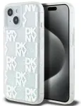 DKNY Apple iPhone 15 kietas dėklas &bdquo;Liquid Glitter Multilogo&ldquo; baltas