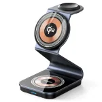Duzzona W21 3-in-1 15W belaidžio įkrovimo stovas telefonui, ausinėms ir laikrodžiui (Qi2 sertifikuotas) permatomas