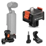 KF Greito atsegimo adapteris su USB-C įkrovimu, skirtas DJI Osmo Pocket 3/4, GoPro laikikliui, 1/4 colio sriegiui, juodas