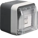 Hager WNC226 pavir&scaron;inio montavimo ekranuotas Cat.6 RJ45 duomenų lizdas, 8 kontaktų, IP55, pilkas, 1 prievadas