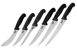 SAMURA SBU-0260 Butcher 6 dalių peilių rinkinys su galandimo strypu ir ritiniu