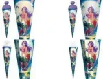 ROTH Magical Mermaid mokyklinis kūgis, kampuotas, 850 mm, folijos tiulio užsegimas, su folijos ir blizgučių apdaila - 1 vnt. (678886)