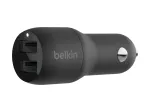 Automobilinis dviejų USB-A prievadų įkroviklis 12W x2, juodas