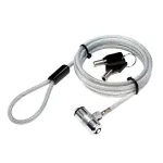 LogiLink NBS009 ne&scaron;iojamojo kompiuterio apsauginis troselis, raktinė spyna, 1,8 m, T tipo, 1,5 cm, 2 raktai, Slim, sidabrinis