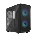 Fractal Design Focus 2 RGB korpusas su grūdinto stiklo &scaron;onine sienele, vidutinis bok&scaron;tas ATX, juodas