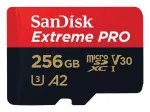 SanDisk Extreme PRO microSDXC 256GB + SD adapteris, 200 MB/s skaitymui, 140 MB/s ra&scaron;ymui, A2, C10, V30, UHS-I U3