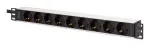 DIGITUS PDU - 1U aliumininis stovo maitinimo skirstytuvas 8x apsaugoti lizdai 1x lizdas 16A 230VAC 50/60Hz IEC C20 ki&scaron;tukas
