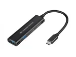 Conceptronic HUBBIES 4 prievadų USB 3.0 &scaron;akotuvas, 2 USB-C ir 2 USB-A prievadai, aliumininis korpusas, USB-C jungtis