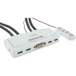 InLine KVM jungiklis 4 prievadų DVI-D + USB + garsas su 2 kabelių rinkiniais