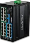 TRENDnet TI-PG262 26 prievadų Gbit PoE+ pramoninis valdiklis (DIN-bėgelis, metalinis korpusas)