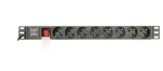 Maitinimo paskirstymo blokas GEMBIRD EG-PDU-014 &mdash; 8&times; F tipo lizdai, 16 A, 3 m laidas, 1U stovas, 3680 W, juodas