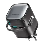 Įkroviklis Joyroom JR-TCL02 65W USB-A ir USB-C su integruotu USB-C laidu, juodas