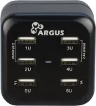 Inter-Tech Argus LS-6US maitinimo &scaron;altinis &ndash; 34 W &ndash; 6,8 A &ndash; 6 USB i&scaron;ėjimai (88885322)