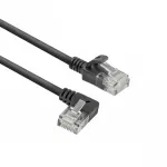 ACT Black 0,15 m U/UTP CAT6A LSZH plonas lietimo laidas su RJ45 jungtimis 90&deg; kampu į kairę iki tiesios