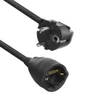 ACT Powercord prailginimo laidas CEE 7/7 ki&scaron;tukas (kampuotas) - CEE 7/7 lizdas juodas 10 m