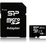 MicroSDXC atminties kortelė Silicon Power 128 GB UHS‑I (Class 10, U1), 85 MB/s, juoda, su SD adapteriu
