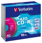 Verbatim AZO Colours CD-R 700 MB 52x, 10 diskų pakuotė, plonas dėklas
