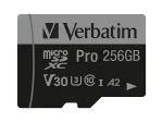 Verbatim Pro U3 256GB Micro SDXC kortelė, 256 GB, MicroSDXC, 10 klasė, UHS-I, 100 MB/s, 90 MB/s