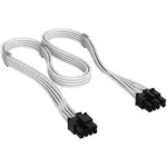 Corsair kabelis, Type 4, PCIe maitinimo jungtis, 8-pin (6+2), 650 mm, individualiai apvilktas - Baltas