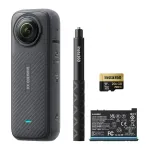 Insta360 X4 Adventure Bundle &ndash; 8K 360&deg; kamera su Selfie Stick, papildoma baterija, 64GB kortele