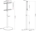 VISION MAGIC VFM-F4 skaitmeninių ženklų stovas ant grindų, 30&ndash;65 colių ekranams, 1500 mm kolona, reguliuojamas auk&scaron;tis, 400x400 VESA, portretinis/kra&scaron;tovaizdžio režimas, kabelių valdymas, idealus verslo erdvėms