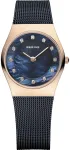 BERING Women's Classic Quartz Watch 26mm Rose Gold Stainless Steel Mesh Brown Sunray Dial 11927-367
