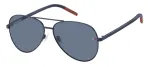 Tommy Hilfiger TJ-0008-S-FLL Unisex Rectangular Sunglasses - Black Acetate Frame, Grey Polycarbonate Lenses, UV400 Protection