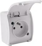 VIPLAST KOALA Vienvietis pavir&scaron;inis ki&scaron;tukinis lizdas su apsauginiu dangteliu ir įžeminimu, baltas, IP44 161-01