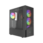 Gembird Fornax 4300 CCC-FC-4300 žaidimų korpusas ATX Midi Tower, grūdinto stiklo, ARGB ventiliatoriai, 2x USB 3.1, 1x USB 2.0, juodas