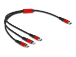 USB įkrovimo laidas DeLOCK 86710 3 in 1 USB Type-C / Lightning / Micro USB 30 cm juodas raudonas