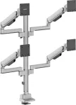 SpeaKa Professional SP-MM-1070 keturių monitorių stalinis laikiklis 17-40 colių ekranams, aliuminis, reguliuojamo auk&scaron;čio, pakreipiamas, pasukamas, 360&deg; sukimasis, 8 kg vienai rankai, juodas SP-14376404