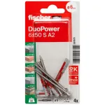 Fischer DuoPower 6 x 50 S A2 K NV universalus kai&scaron;tis su nerūdijančio plieno A2 varžtu, 1 rinkinys (537670)