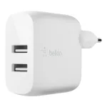 Belkin BOOST CHARGE maitinimo adapteris - 24 W - QC 3.0 - 2 USB i&scaron;ėjimai - baltas (WCB002VFWH)
