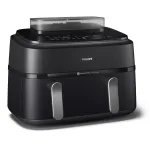 Kar&scaron;to oro gruzdintuvė Philips 5000 serija NA551/00 &ndash; 9 l, 2300 W, jutiklinis valdymas, LED ekranas, juoda/sidabrinė