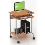 Stalas kompiuteriui TECHLY Compact ICA-TB S005 &ndash; kompakti&scaron;kas kompiuterinis stalas, MDF stalvir&scaron;is, klaviatūros lentyna, ratukai, 600&times;450&times;750 mm, ąžuolinis