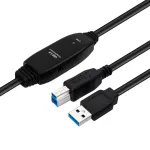 Aktyvus USB 3.2 Gen 1 A-B laidas MicroConnect 10 m, juodas, USB A į USB B